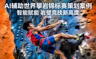 AI辅助世界攀岩锦标赛策划案例封面 - 运动员在岩壁上攀登